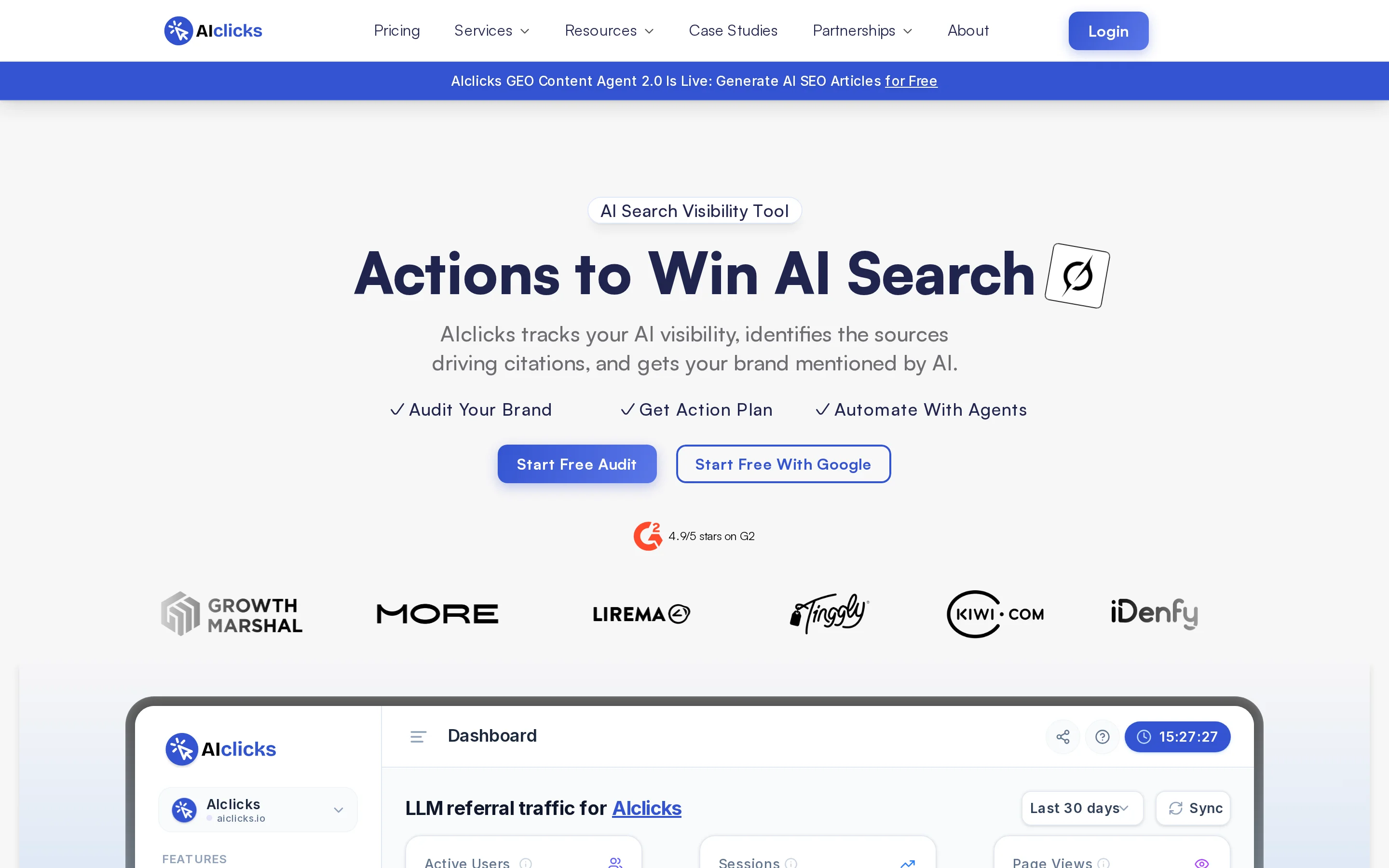 AIclicks dashboard for tracking AI-search mentions, citations, and visibility