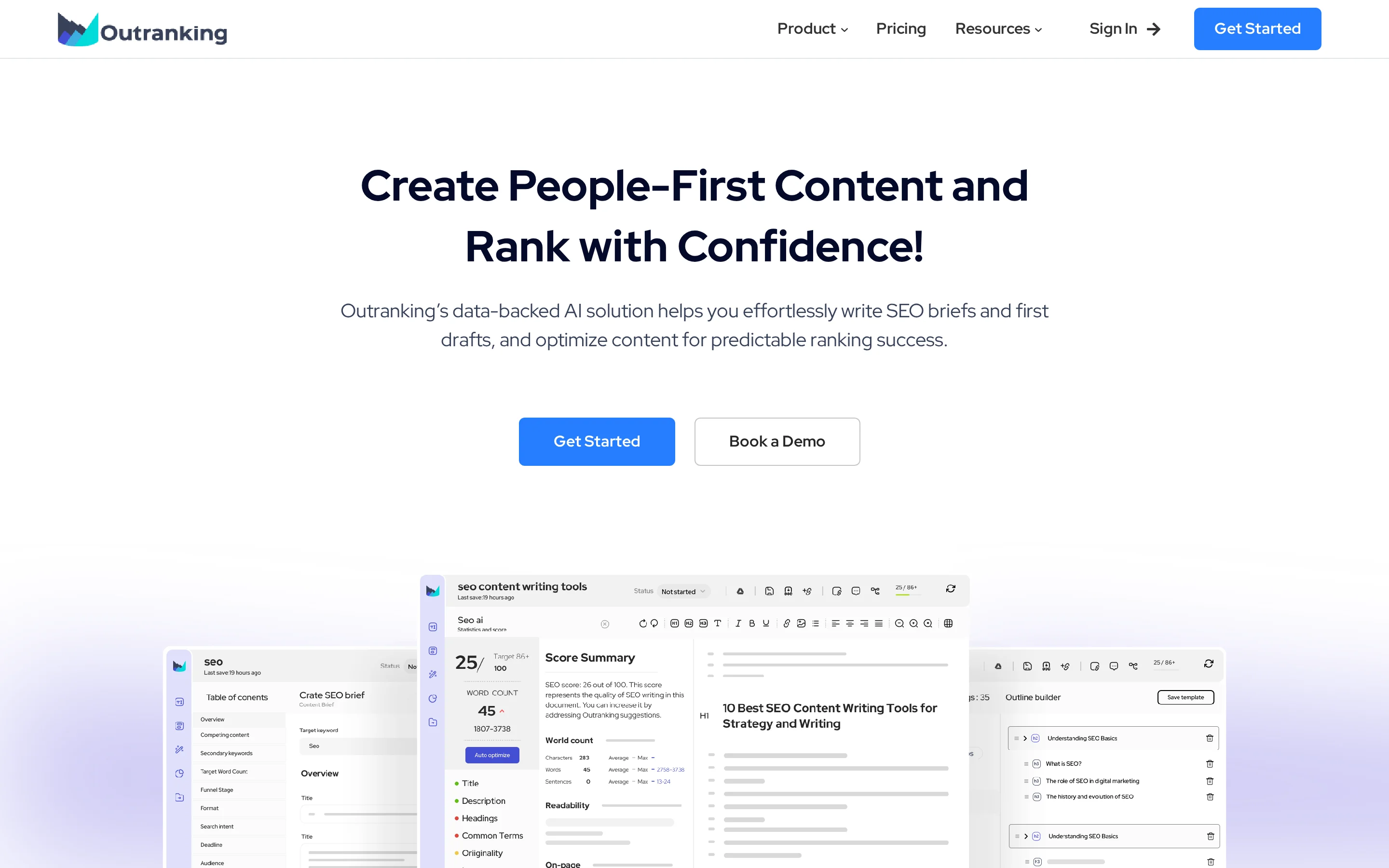 Outranking SERP research, brief building, and content optimization platform