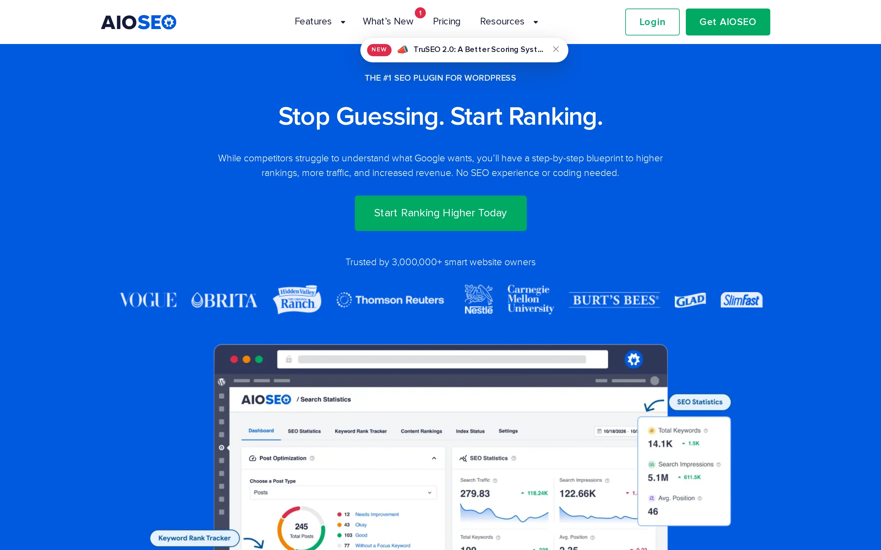 AIOSEO homepage hero presenting its WordPress SEO plugin