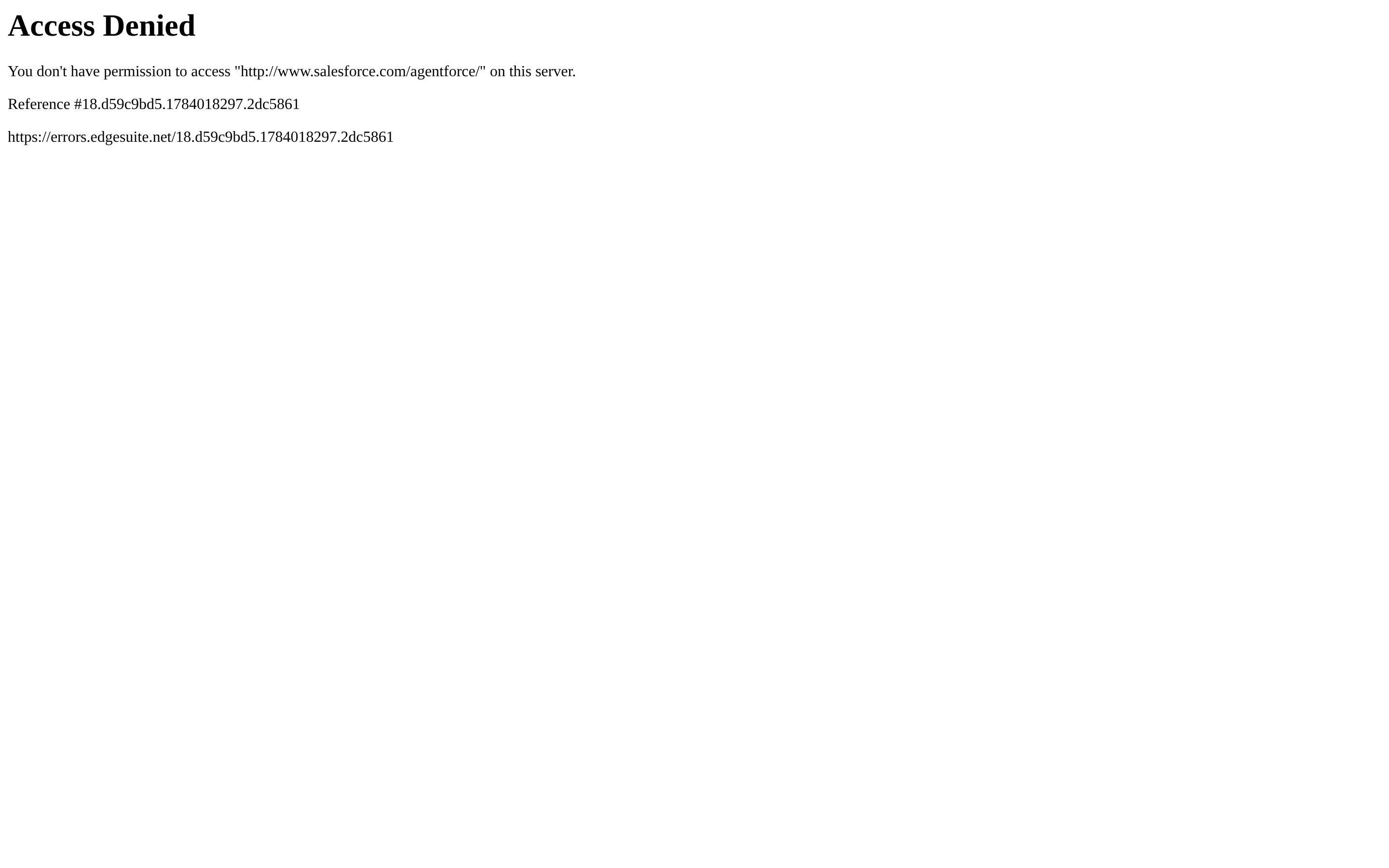 Salesforce Agentforce homepage showing the agent platform interface