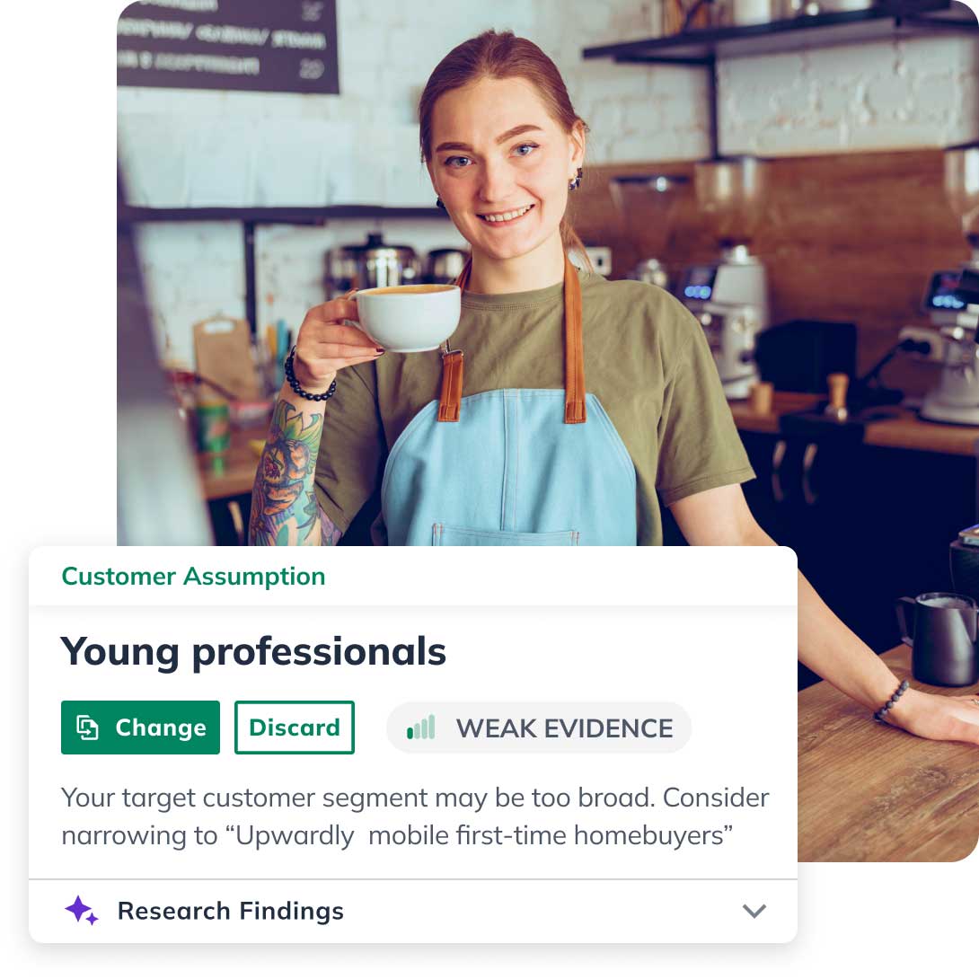 Woman showing off coffee creation