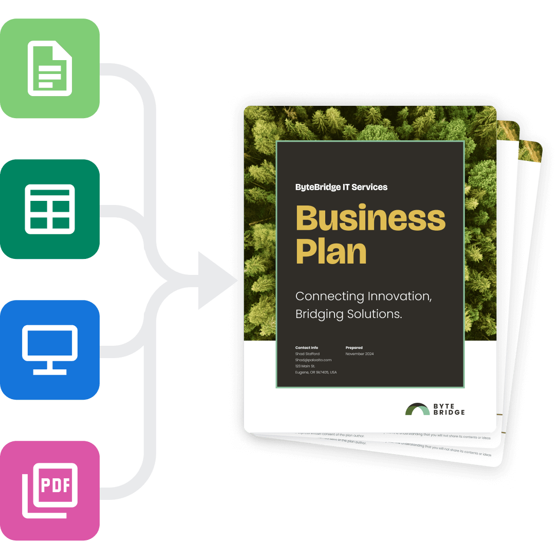an image of various file types importing to create a finished business plan