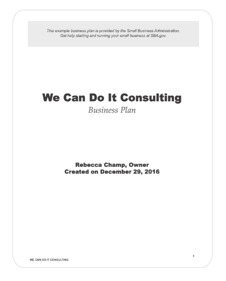 SBA business plan example
