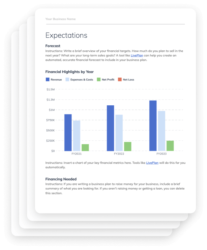 Graphic of business plan tempalte