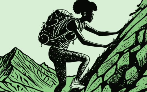 Illustration of a climber ascending a mountain