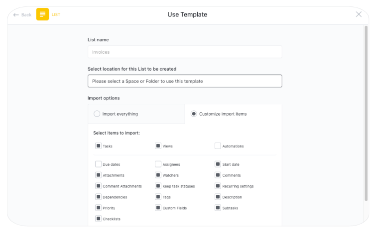 ClickUp template example