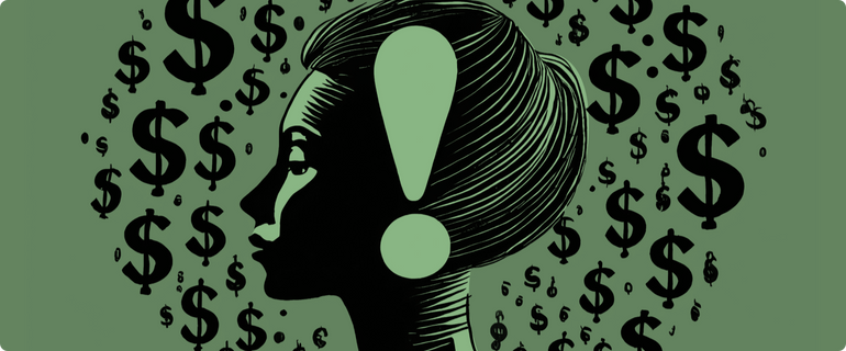 An illustration of a woman with an exclamation mark over her head, signifying an entrepreneurial idea. An illustration of a woman with an exclamation mark over her head, signifying an entrepreneurial idea.
