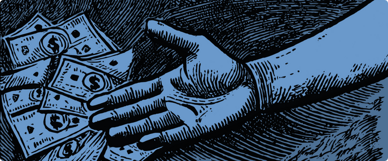 An illustration of a hand extending a pile of money, representing the receiving of a cash advance. An illustration of a hand extending a pile of money, representing the receiving of a cash advance.