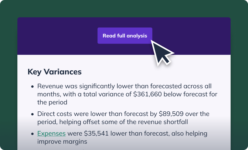 Liveplan assistant monthly review expand