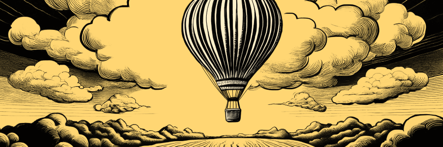 A detailed, vintage-style illustration of a hot air balloon rising into a cloudy sky, symbolizing inflation's impact on business and the economy, with the balloon representing rising prices or costs. A detailed, vintage-style illustration of a hot air balloon rising into a cloudy sky, symbolizing inflation's impact on business and the economy, with the balloon representing rising prices or costs.