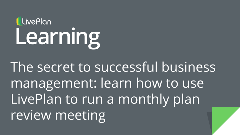 How to Use LivePlan to Run a Monthly Plan Review Meeting