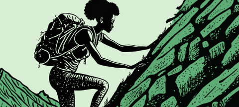 Illustration of a climber ascending a mountain