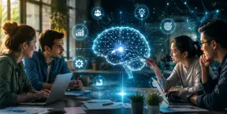 Equipo UPC conversa frente a cerebro IA sobre negocios digitales y escalar startups con IA