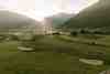 Alpine golf course in the Swiss mountains