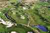Son Gual Golf Club, Mallorca - a wide panoramic view of the volcanic landscape and stone-walled fairways of Son Gual near Palma