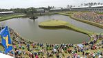 The 17th at Sawgrass is a memorable island hole, a 132-yard par-3, designed by Pete Dye. It's challenging, with wind and green shape affecting the shot.