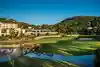Golf de Andratx, Mallorca - a clifftop fairway above the rocky northwest coastline of Mallorca with the sea stretching to the horizon
