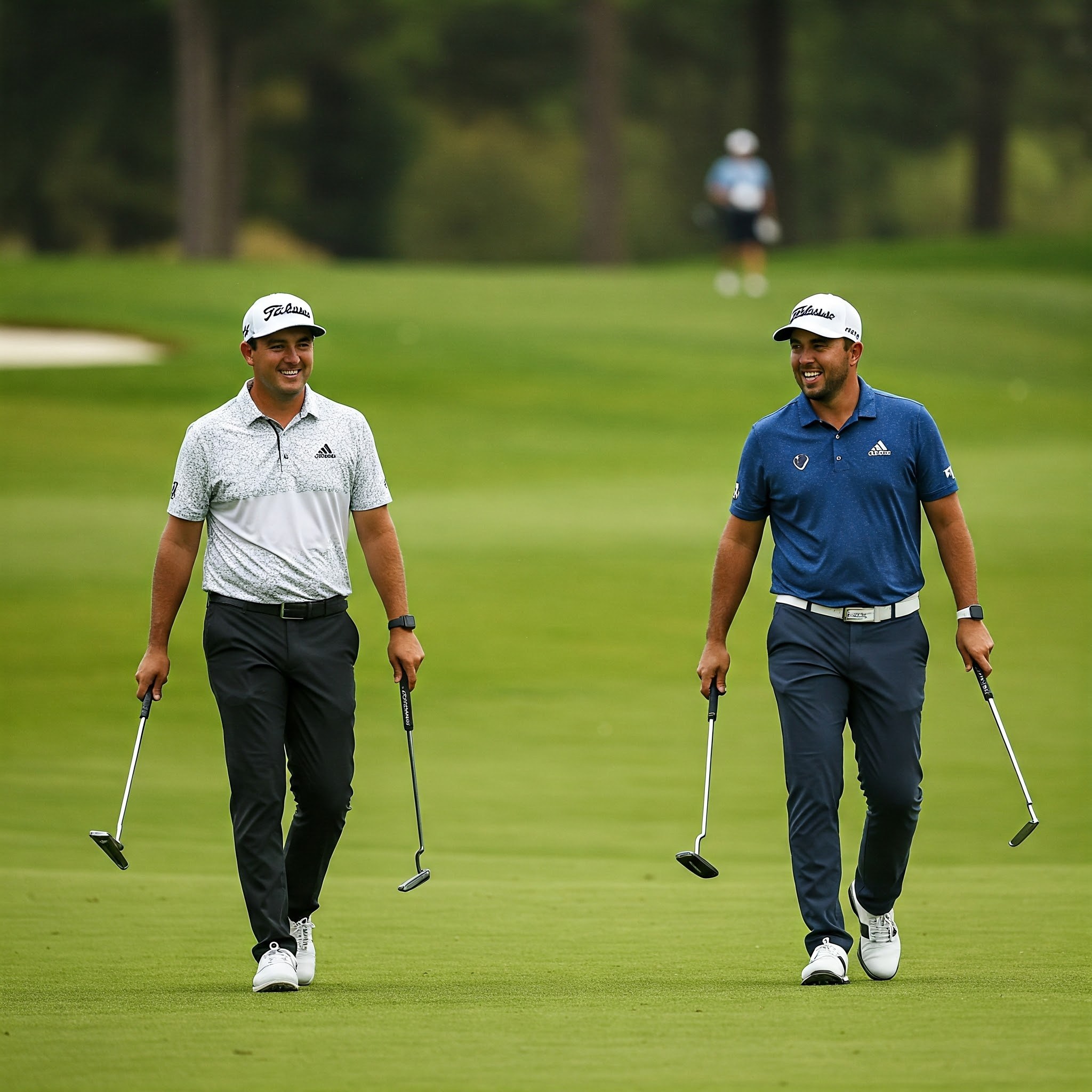Two golfers walking the fairway together during a social round