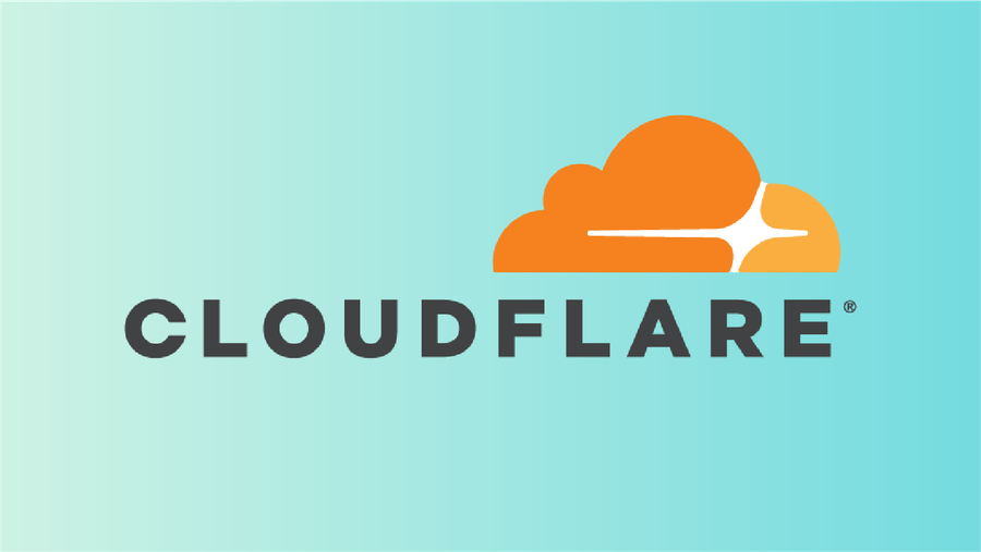 The image shows the Cloudflare logo, which consists of a stylized cloud-like shape in orange and the company's name in black text.