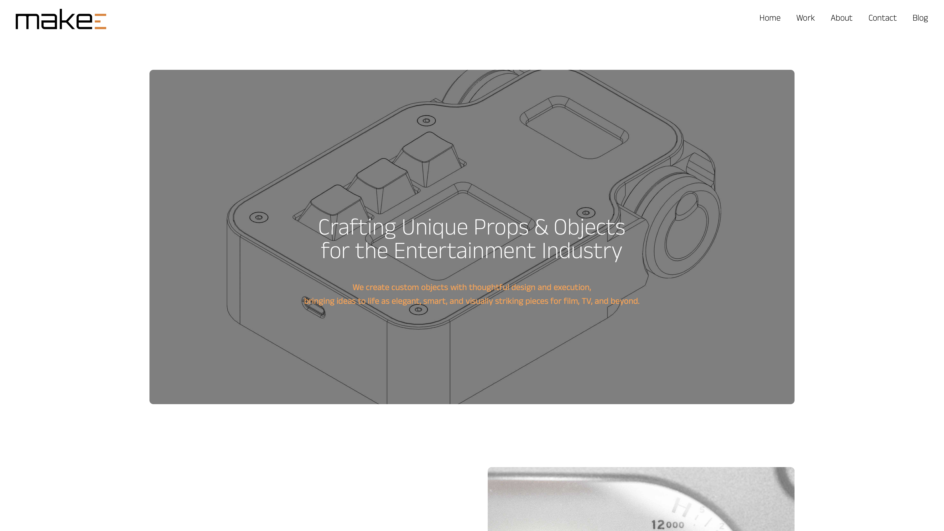 Technical line drawing of a mechanical prop or device with buttons and circular elements.