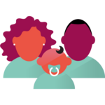 icon of mother father and baby