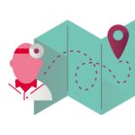 icon of map and traveler