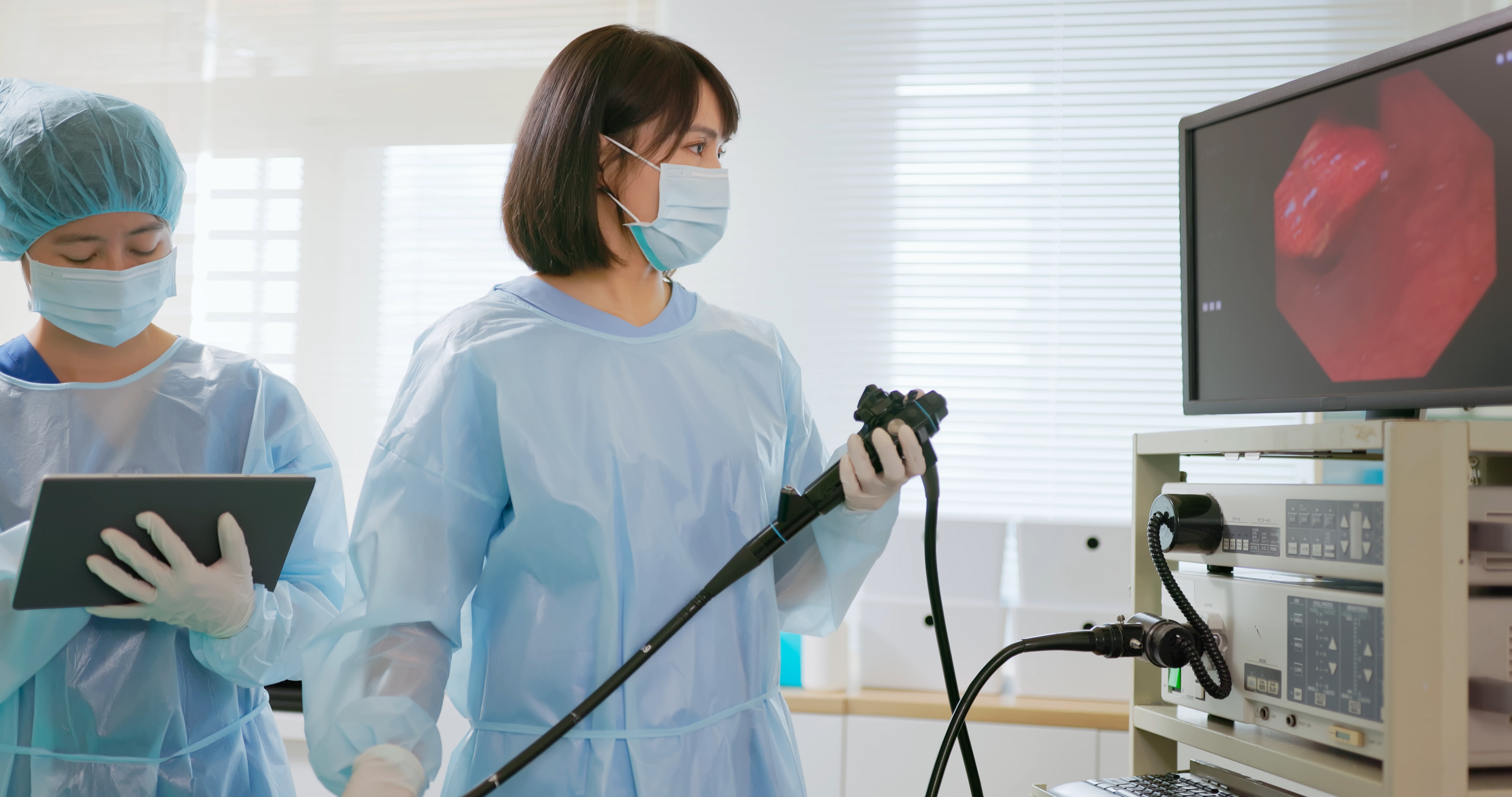 Gastroenterologist using imaging in an appointment