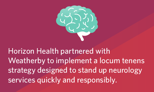 Graphic about how Horizon Health partnered with Weatherby to stand up neurology services