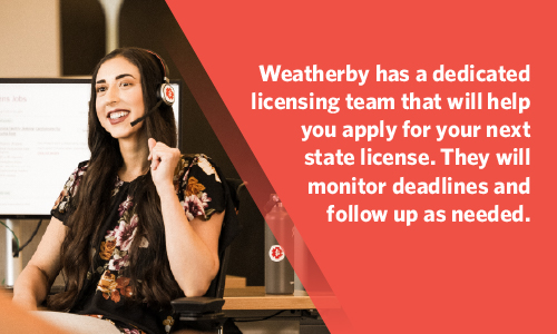 Graphic explaining Weatherby's role in helping you apply for licenses