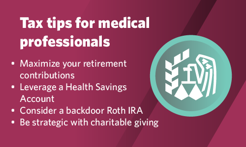Graphic with tax tips for medical professionals