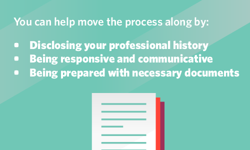 Graphic with tips to help move along credentialing process for locums