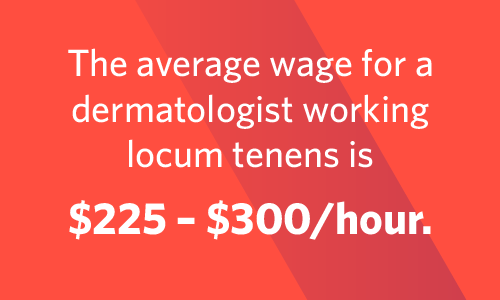 Graphic showing the average wage for locum dermatologists