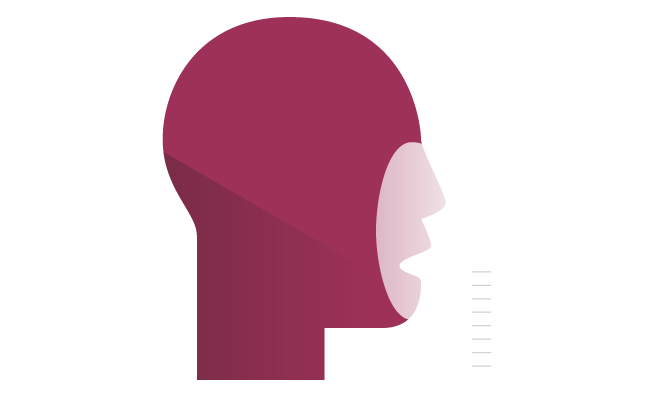 Silhouette of a head with an anesthesia mask in profile