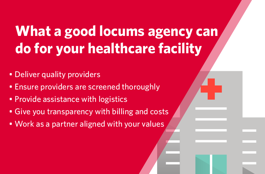 graphic list of things a good locum tenens agency can do for a healthcare facility