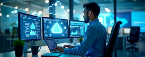 Ingeniero gestionando servicios en la nube en curso Microsoft Azure Fundamentals