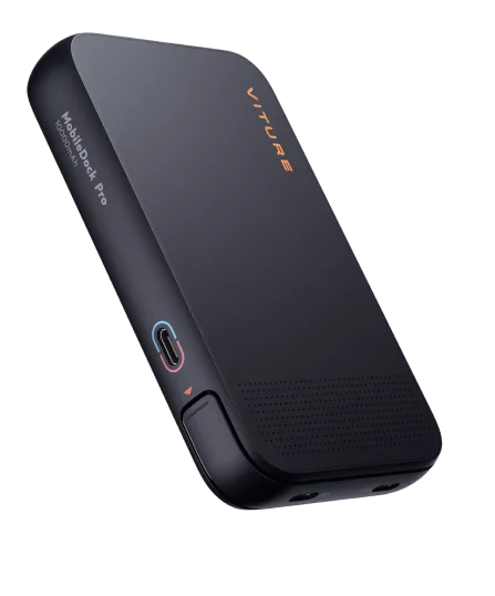 Mobile Dock Mini docked with its USB-C adapter — Hug Mode