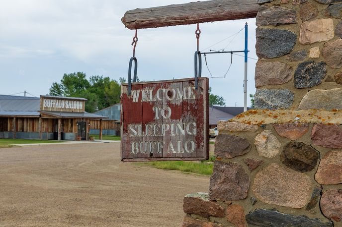 Welcome sign for Sleeping Buffalo