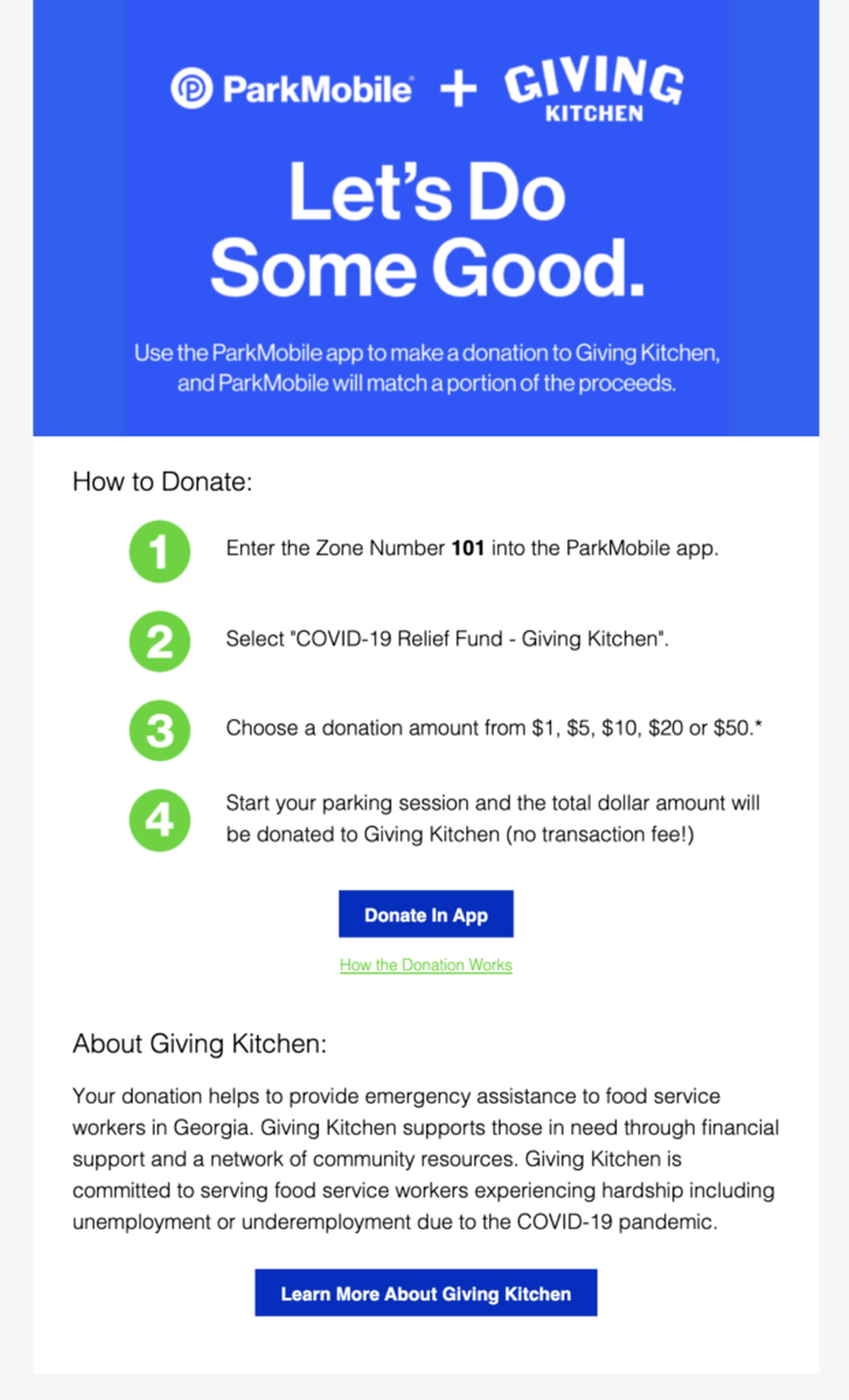 Giving Kitchen - ParkMobile