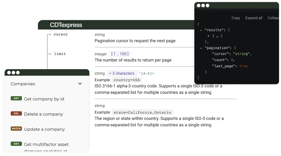 API screenshot