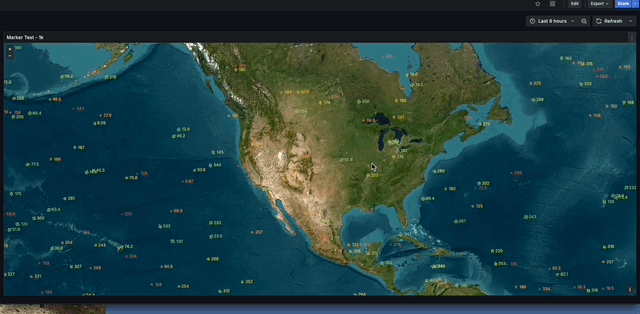 A gif showing marker layers on a geomap before WebGL.