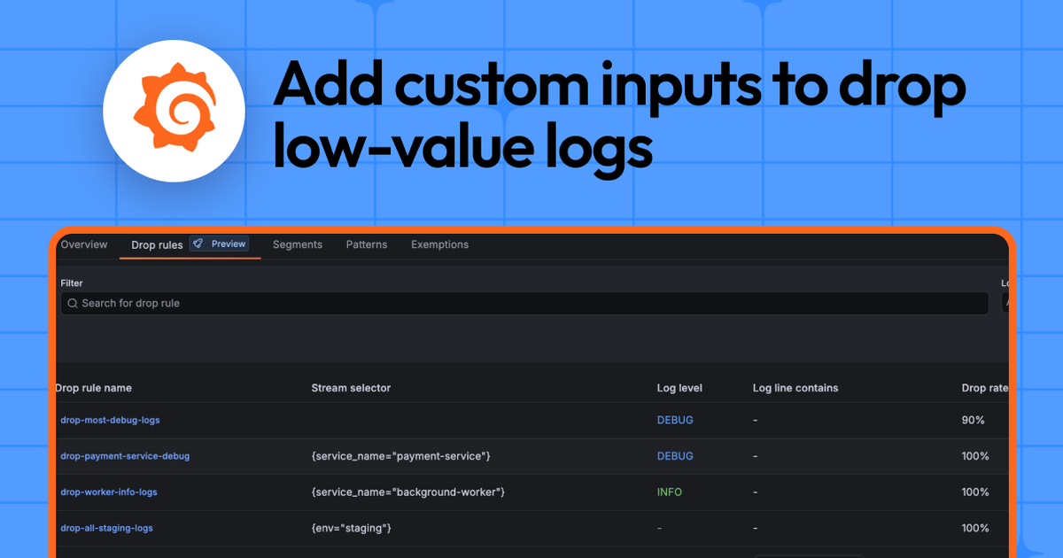Eliminate noisy log lines with Adaptive Logs drop rules | Grafana Labs