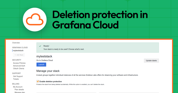 Deletion protection in Grafana Cloud: a simple way to safeguard your observability stack