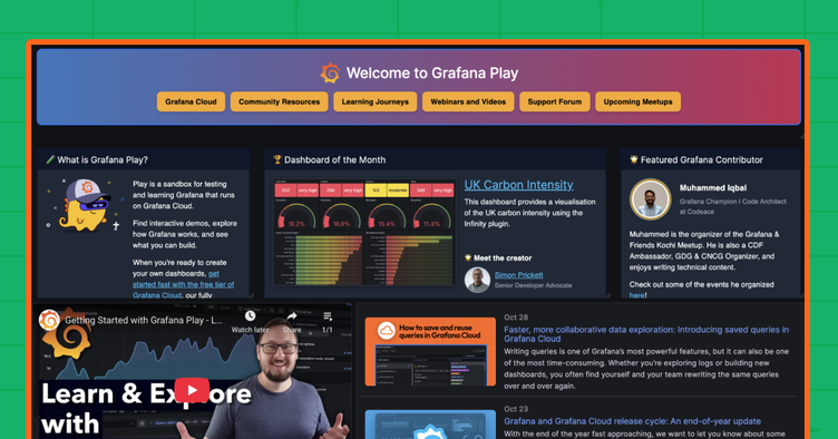 Grafana Play updates: A redesigned homepage to celebrate our community