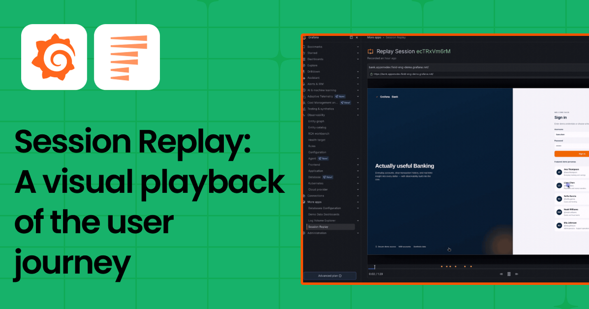 Visual playback of the user journey: Introducing Session Replay in Grafana Cloud Frontend Observability