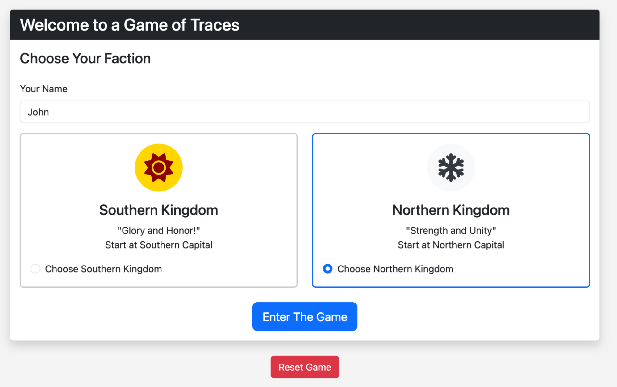 A screenshot showing the Choose your Faction step.