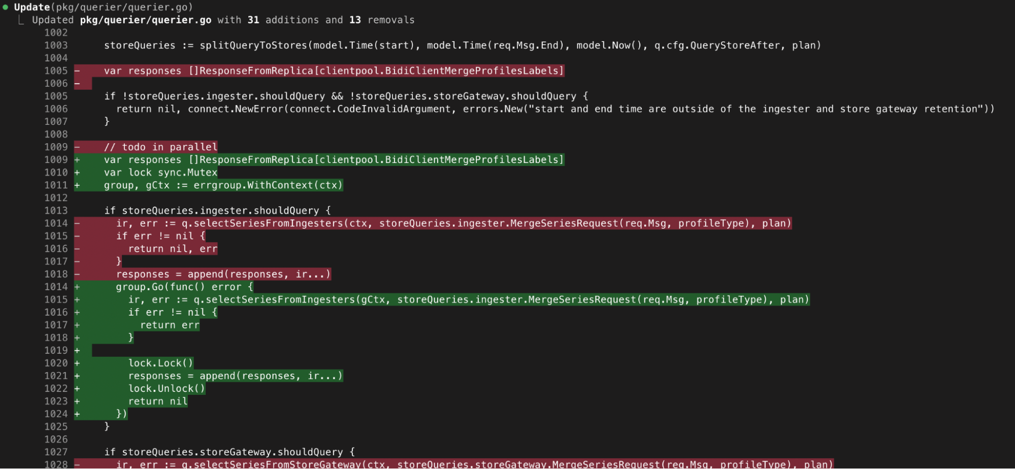 A screenshot of a diff showing changes in a file.