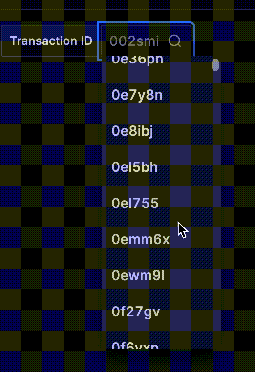 An extremely long, expanding list of transaction IDs
