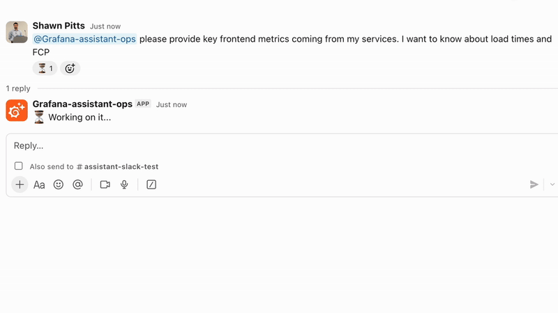 Grafana Assistant in Slack