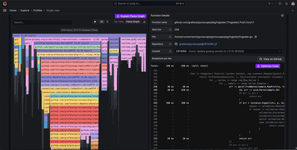 A gif demonstrating the GitHub integration.