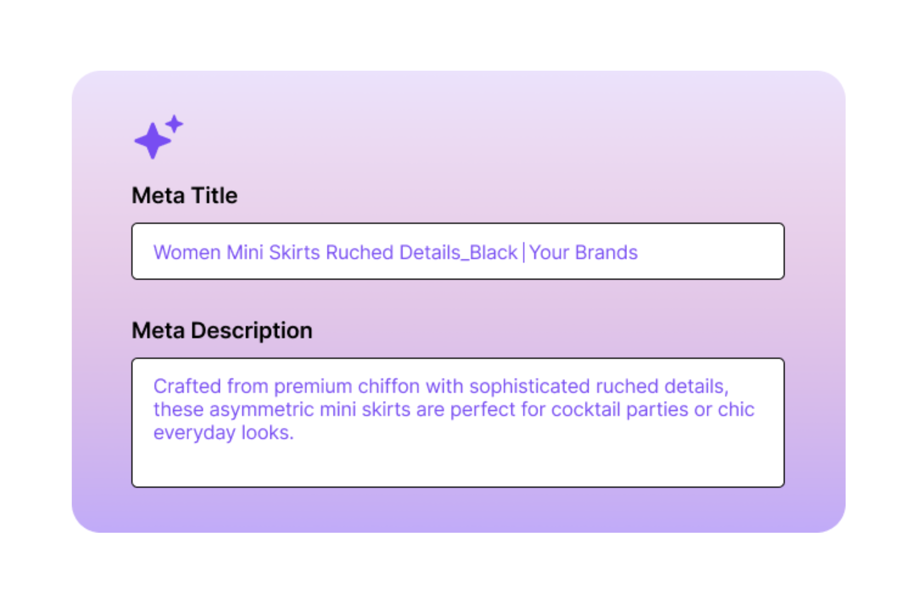 AI catalog manager, one of the YesPlz AI tools for eCommerce, automatically generates optimized meta titles and meta descriptions for the entire inventory.